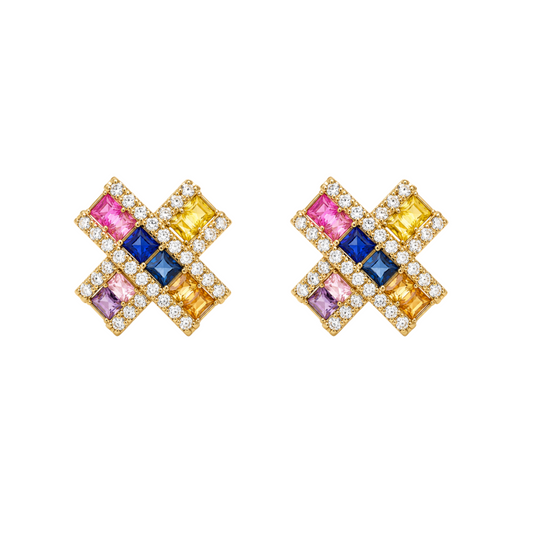 Aretes de zafiro rainbow