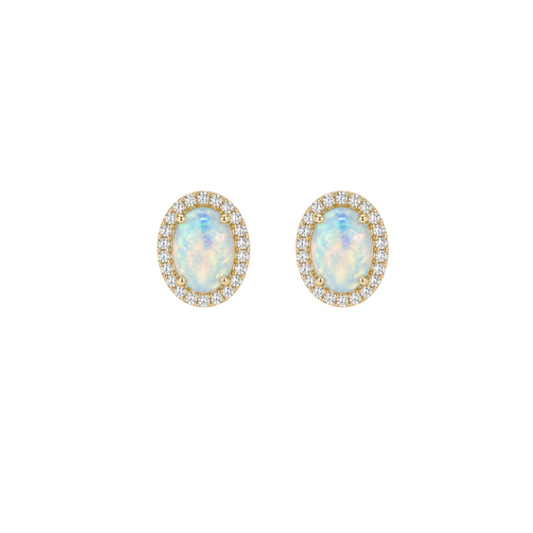 Aretes de opalo con diamantes