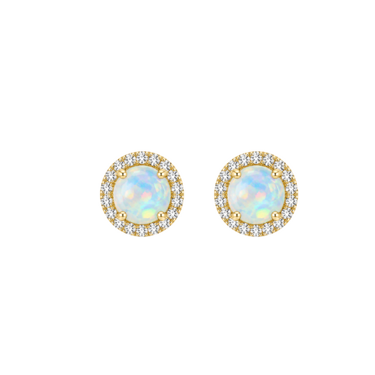 Aretes de opalo con diamantes
