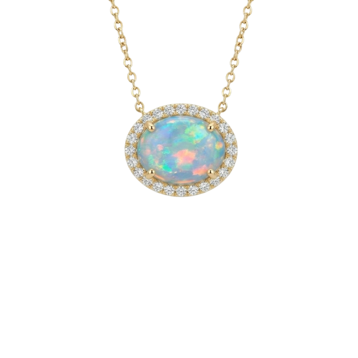 Collar de opalo con diamantes
