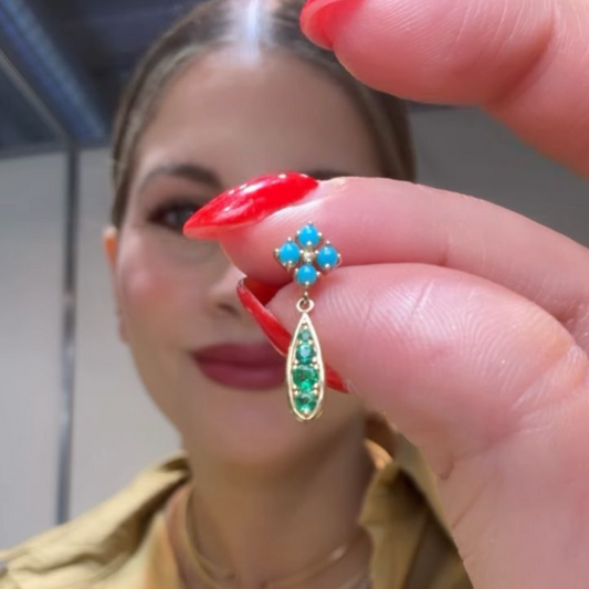 Aretes de turquesa con esmeralda