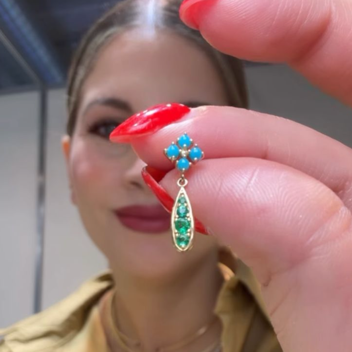 Aretes de turquesa con esmeralda