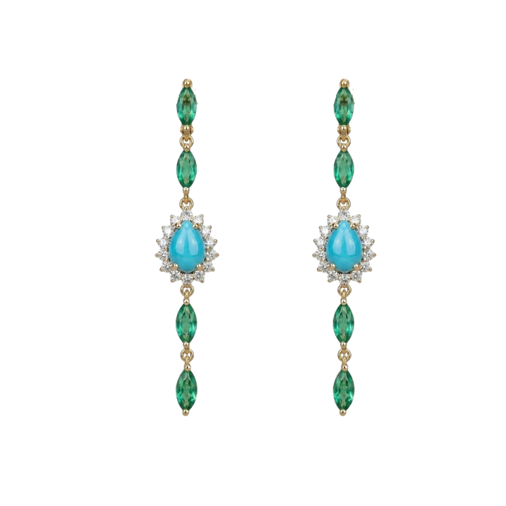 Aretes de esmeraldas con turquesa
