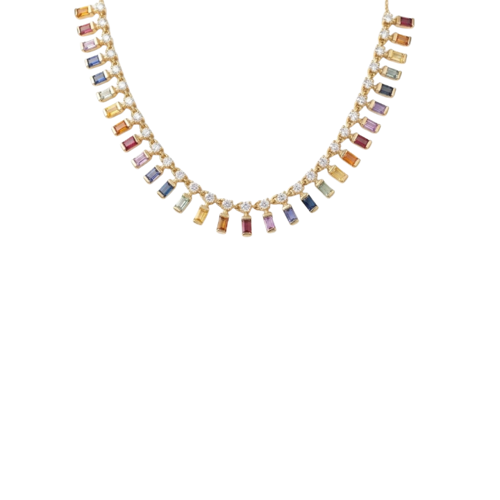 Collar rainbow de zafiros con diamantes