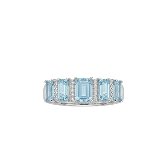 Anillo de aguamarina con diamantes