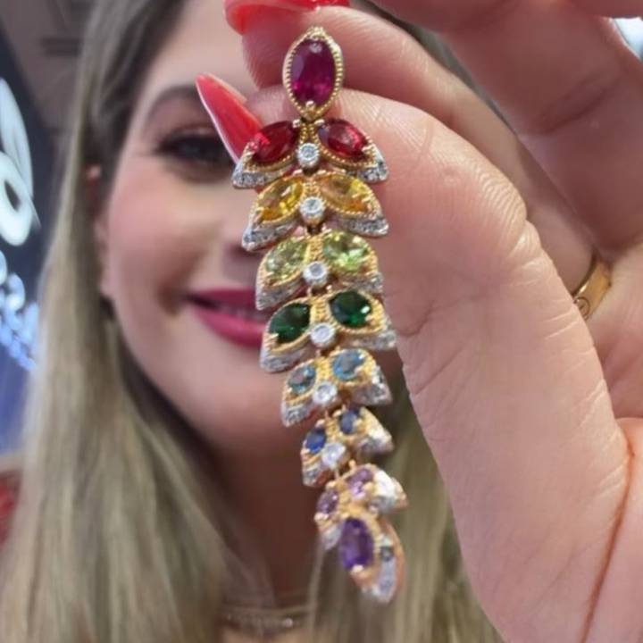 Aretes de zafiros y diamantes