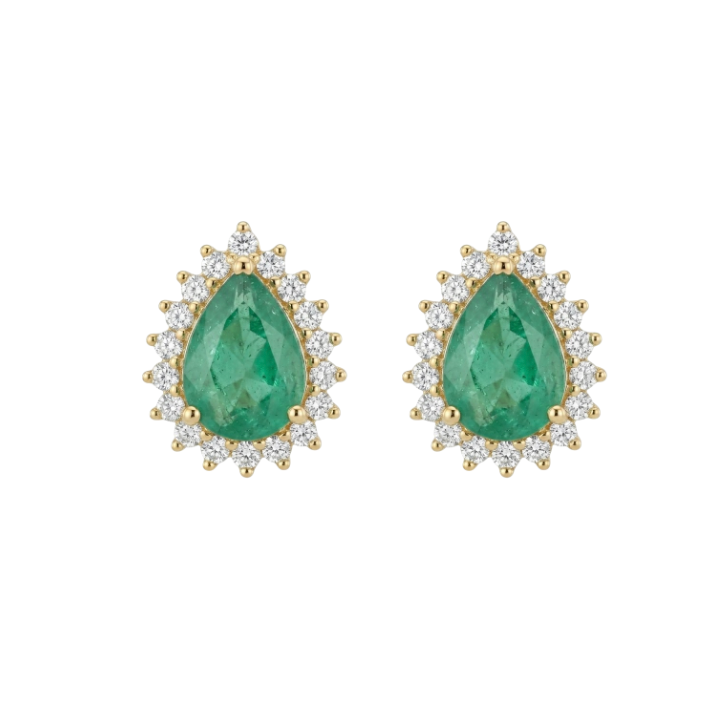 Aretes De Esmeralda y Diamantes