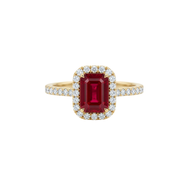 Anillo de rubi con diamantes