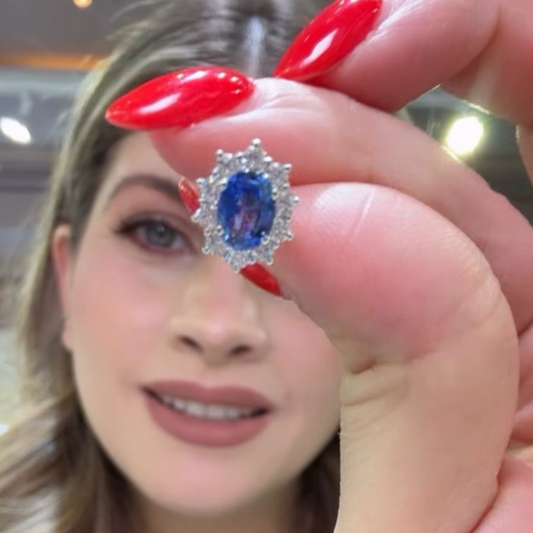 Aretes de zafiro con diamantes