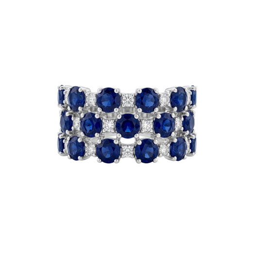 Anillo de zafiros y diamantes