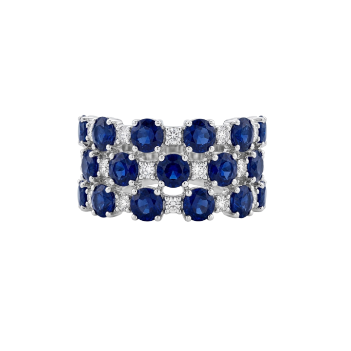 Anillo de zafiros y diamantes