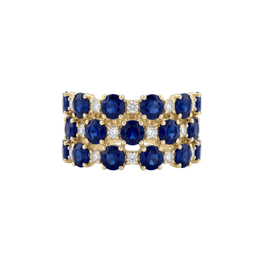 Anillo de zafiros y diamantes