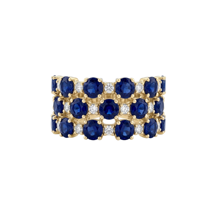 Anillo de zafiros y diamantes