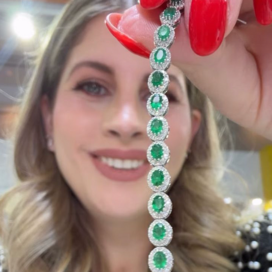 Emerald and Diamond Halo Bracelet