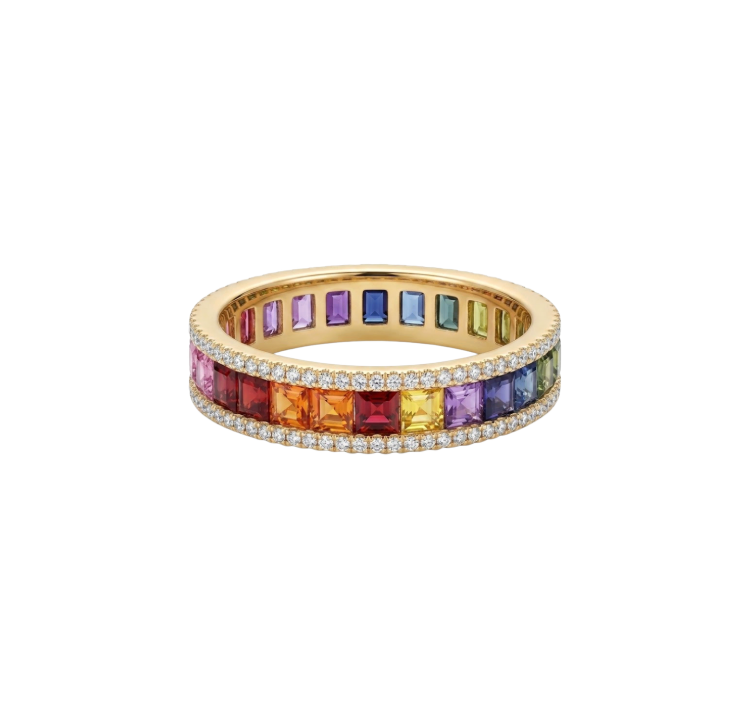 Anillo de zafiros y diamantes