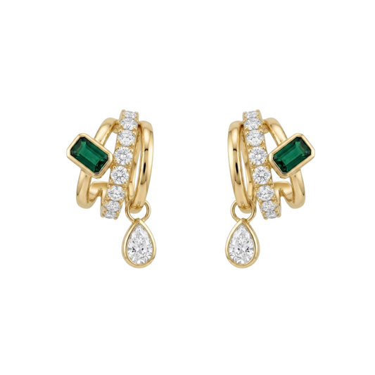 Aretes de esmeralda con diamantes LAB