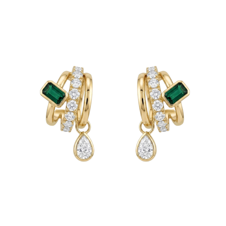 Aretes de esmeralda con diamantes LAB