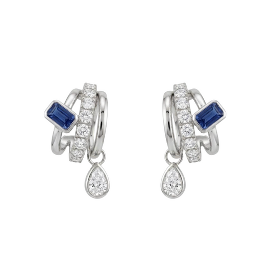Aretes de zafiro con diamantes LAB