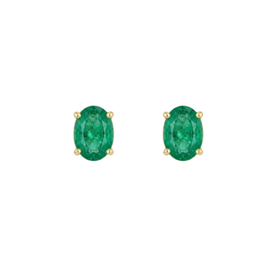 Aretes corte ovalado solitario de esmeralda