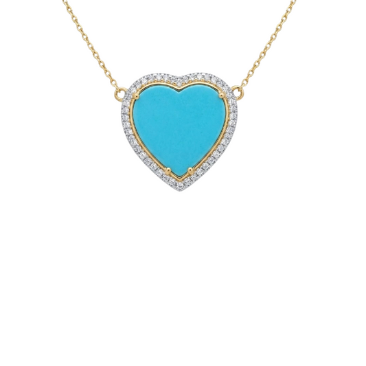 Collar corazón de turquesa con diamantes