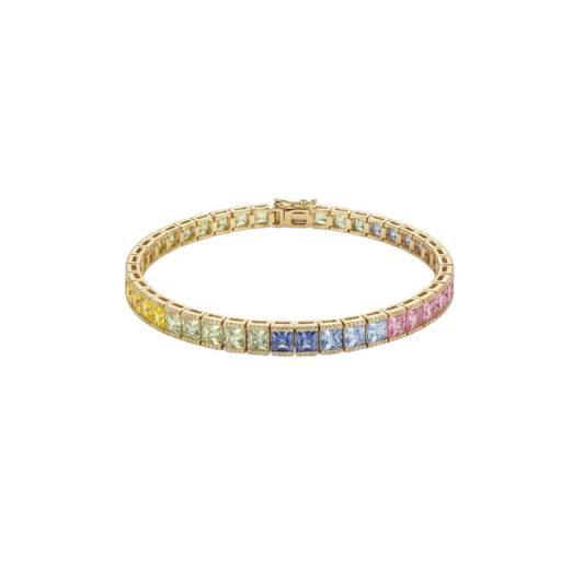 Natural rainbow bracelet con zafiros y diamantes