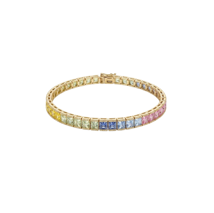 Natural Rainbow Sapphire and Diamond Bracelet