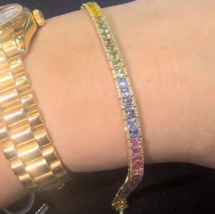 Natural Rainbow Sapphire and Diamond Bracelet