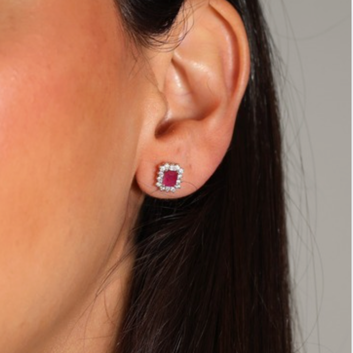Aretes Rubí Diamantes