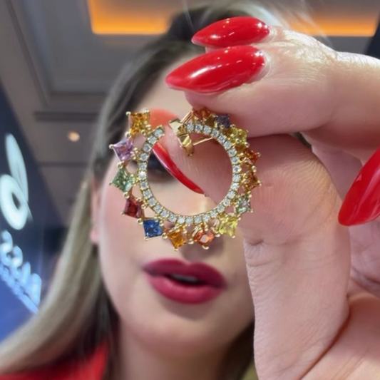 Aretes con zafiros y diamantes