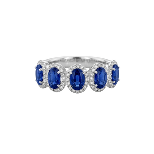 Churumbelas de zafiro con halo de diamantes