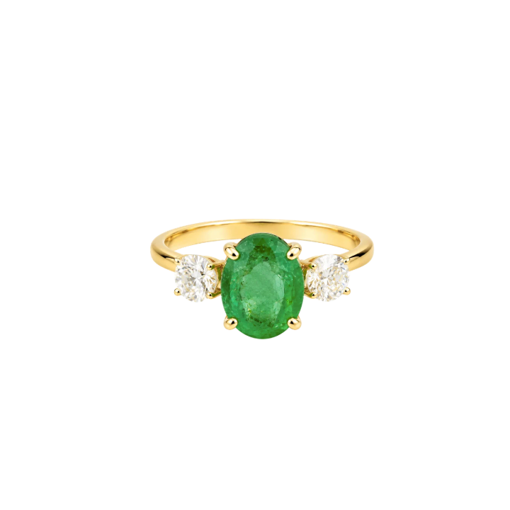 Anillo Esmeralda Oval Diamantes