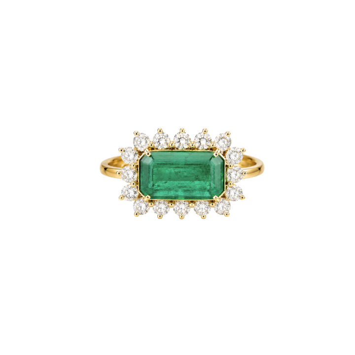 Anillo East-West Esmeralda Diamantes