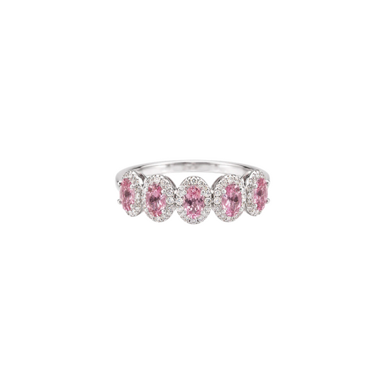 Anillo Zafiros Rosas Diamantes