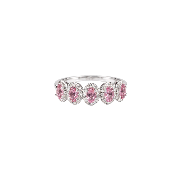 Anillo Zafiros Rosas Diamantes