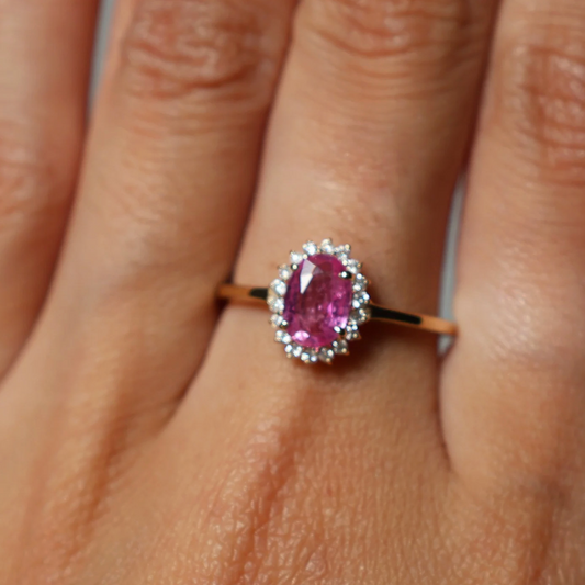 Anillo Zafiro Rosa Diamantes