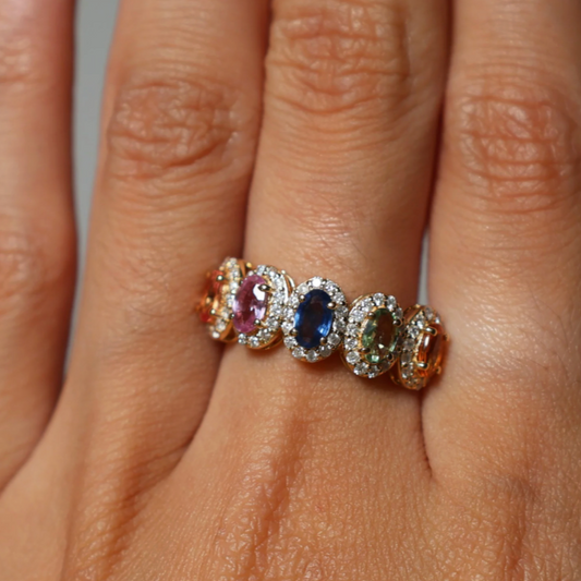 Anillo Zafiros Rainbow Diamantes