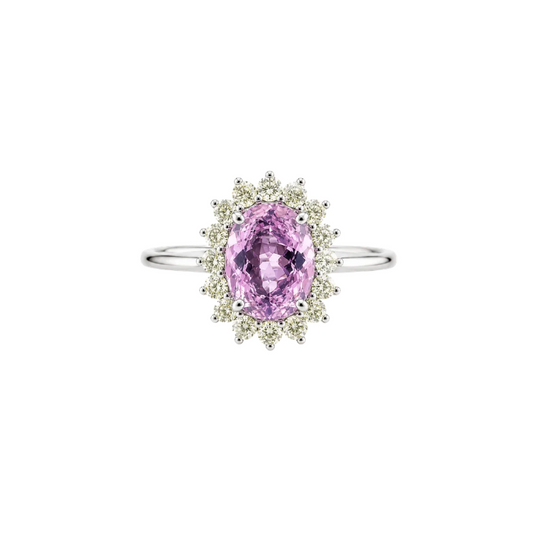 Anillo Zafiro Rosa Diamantes
