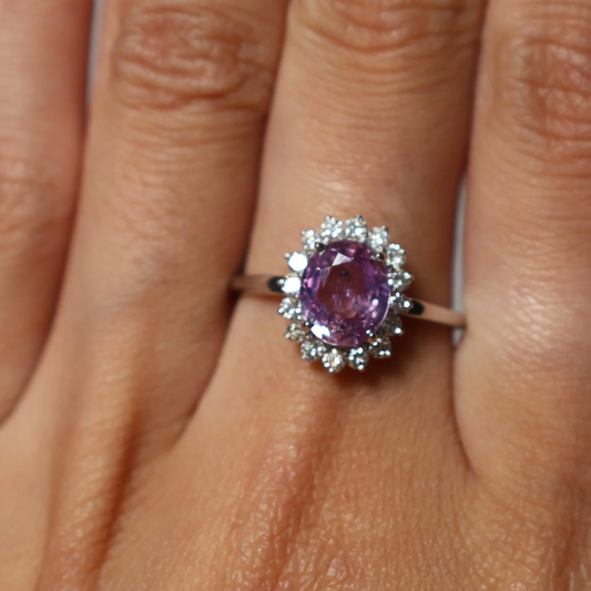 Anillo Zafiro Rosa Diamantes