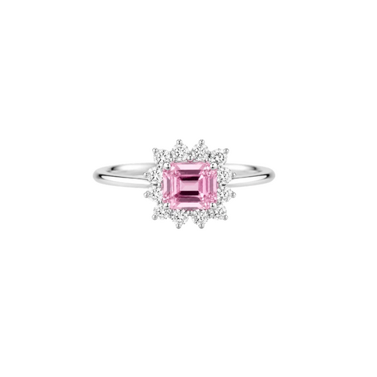 Anillo Zafiro Rosa Diamantes