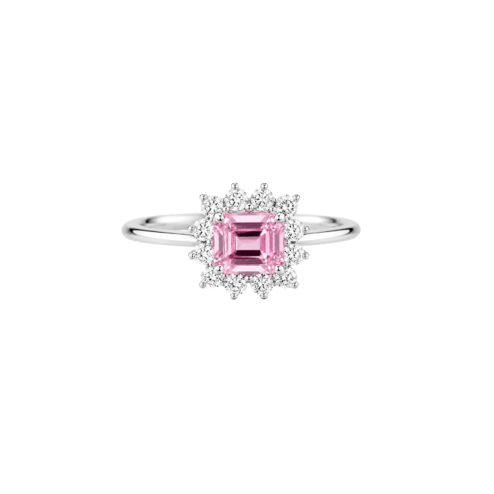 Anillo Zafiro Rosa Diamantes
