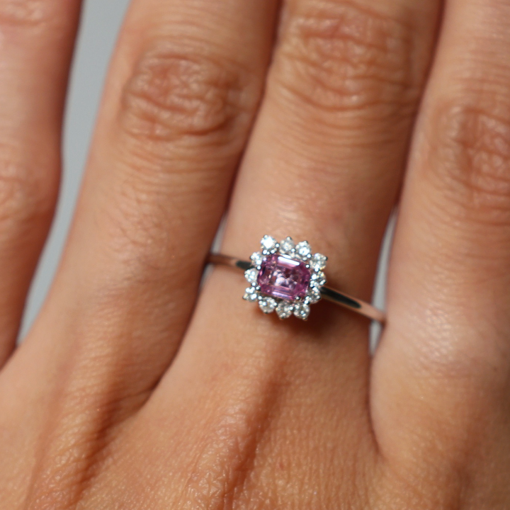 Anillo Zafiro Rosa Diamantes