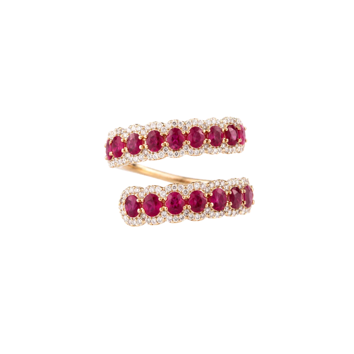 Anillo Rubíes Oval Diamantes