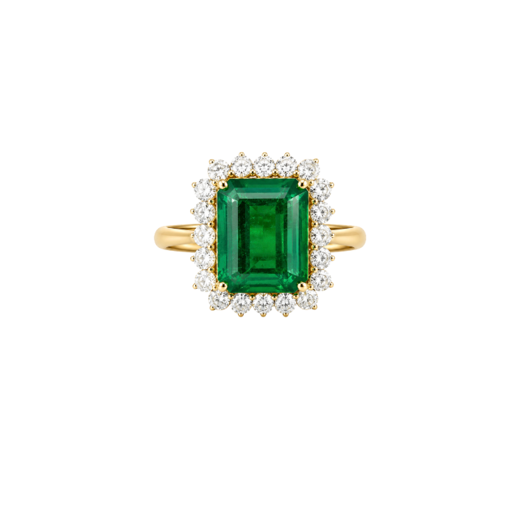 Anillo Diamantes Esmeralda