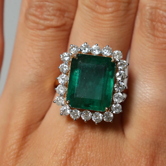 Anillo Diamantes Esmeralda