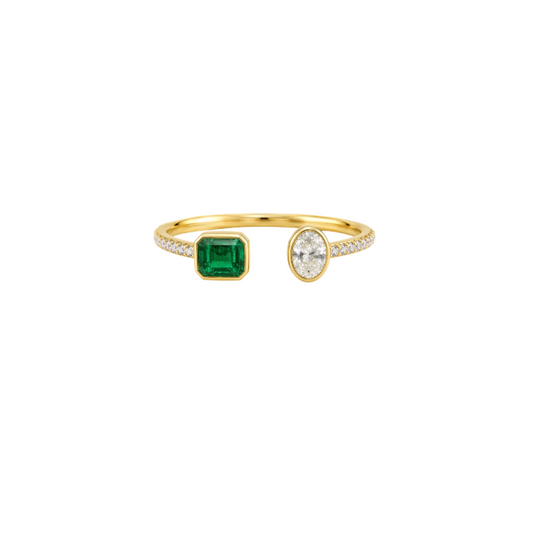 Anillo Toi et Moi Esmeralda Diamantes