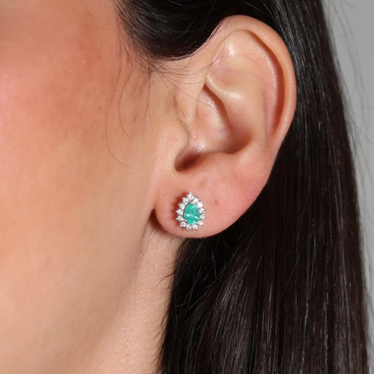 Aretes Esmeralda Pera Diamantes