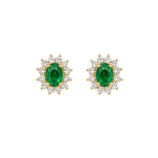 Aretes Esmeralda Oval Diamantes