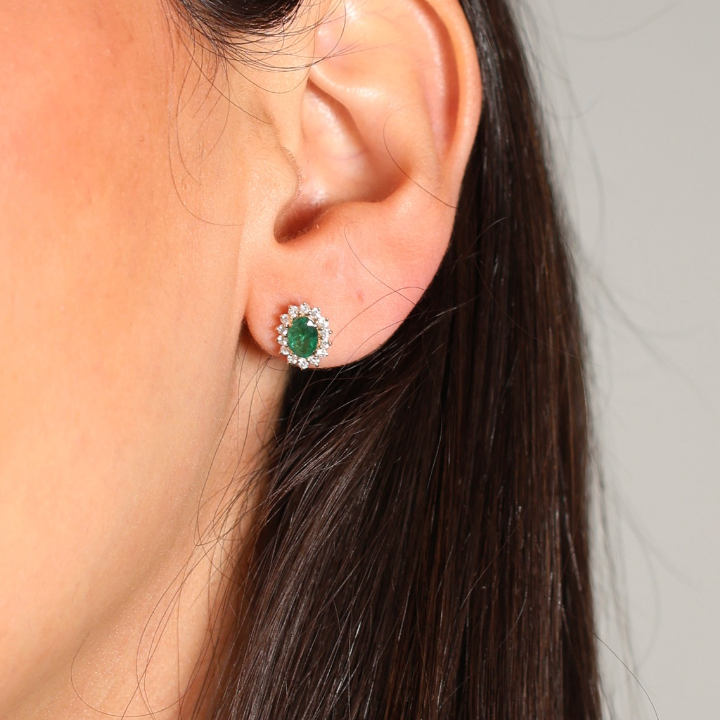 Aretes Esmeralda Oval Diamantes