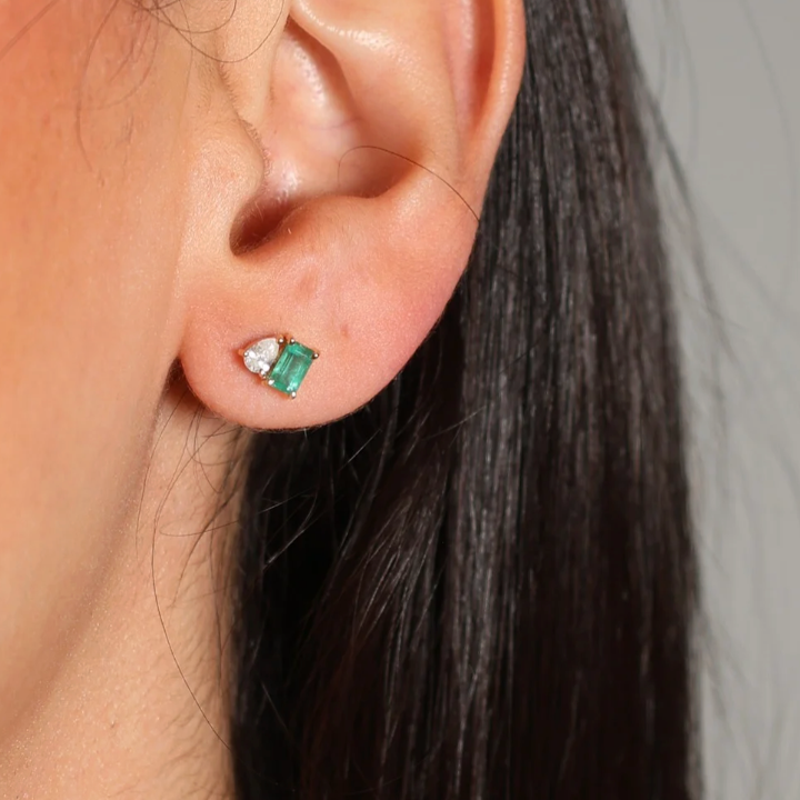 Aretes Toi et Moi Esmeralda Diamantes