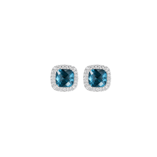 Aretes Topacio Azul Diamantes